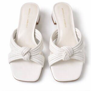 New Tommy Hilfiger White Strappy Knot Slide Sandals | Block Heel | Size 8